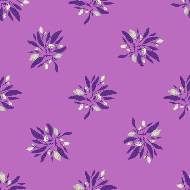 Organic seamless pattern with decorative lemon silhouettes. Purple colored print. Simple design. Vector illustration for seasonal textile prints, fabric, banners, backdrops and wallpapers. - Διάνυσμα, εικόνα