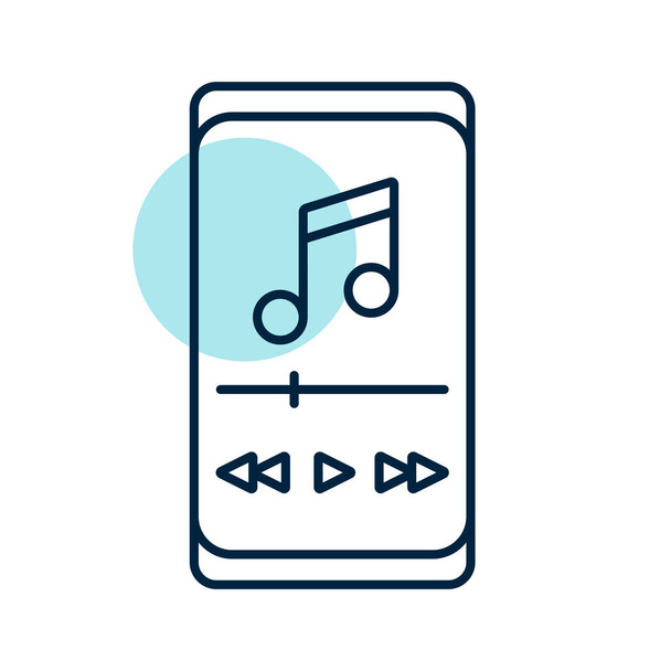 Smartphone with music player app vector icon. Music sign. Graph symbol for music and sound web site and apps design, logo, app, UI - Vector, Image