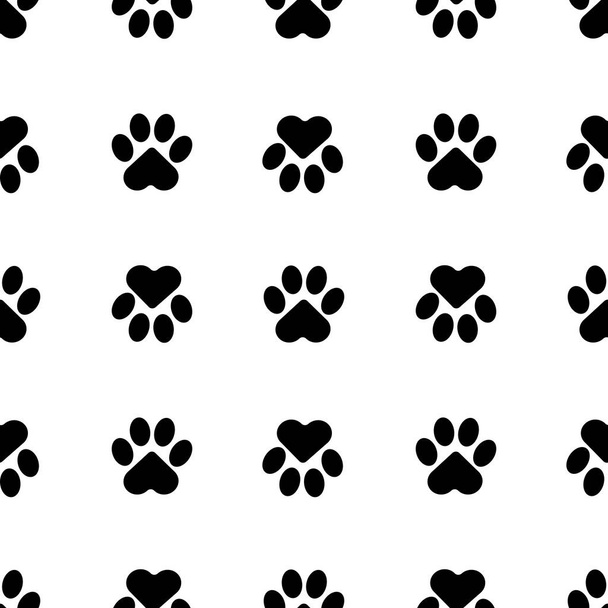 Pfoten einer Katze, eines Hundes, eines Welpen. Nahtlose Animal Footprint Muster für Bettwäsche, Stoffe, Hintergründe, Webseiten, Postkarten, Babydrucke, Packpapier.  - Foto, Bild
