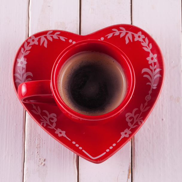 Coffee in red cup - Foto, afbeelding