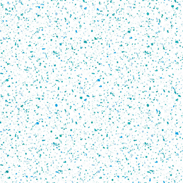 Vector terrazzo pattern background in shades of blue. Dense coarse grained particles on white backdrop. Abstract igneous texture of mineral or ice crystals. All over print repeat for summer or winter - Vector, Image