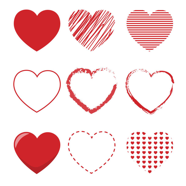 Collection of cute hearts vector illustration. - Vector, imagen