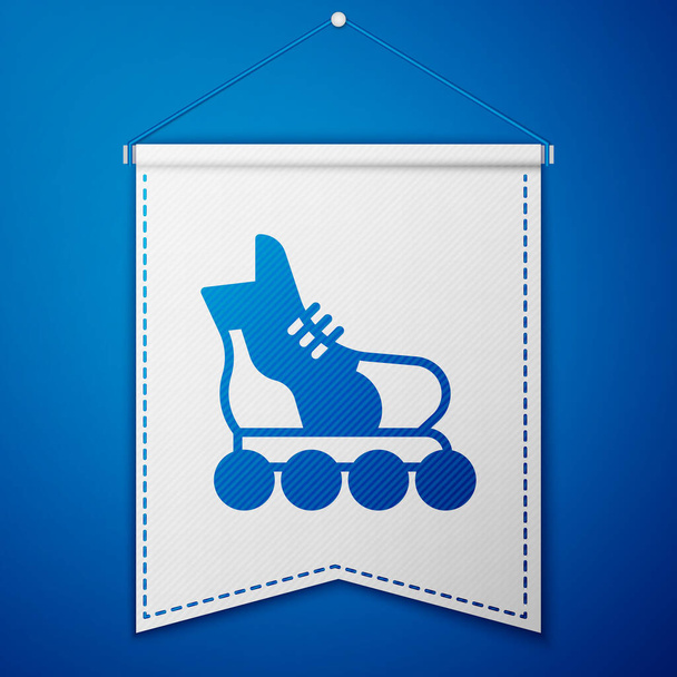 Blue Roller skate icon isolated on blue background. White pennant template. Vector. - Vector, Image