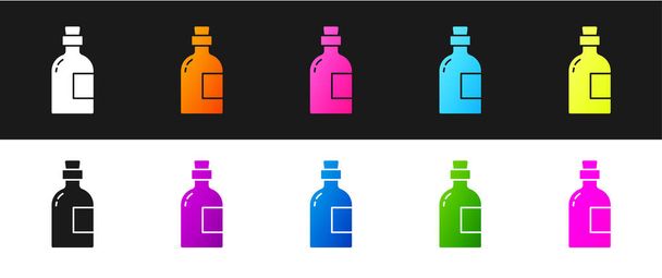 Set Alcohol drink Rum bottle icon isolated on black and white background.  Vector. - Vector, Image