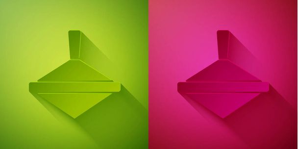 Scherenschnitt Whirligig Spielzeugikone isoliert auf grünem und rosa Hintergrund. Papierkunst. Vektor. - Vektor, Bild
