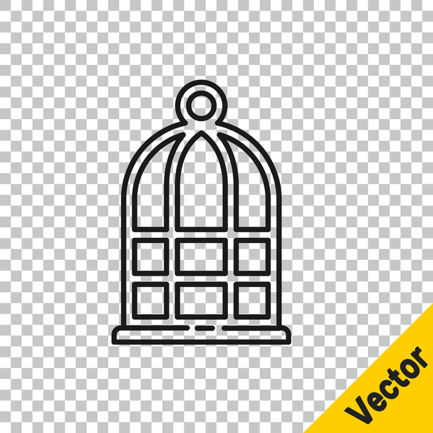 Jaula de línea negra para pájaros icono aislado sobre fondo transparente. Vector. - Vector, Imagen