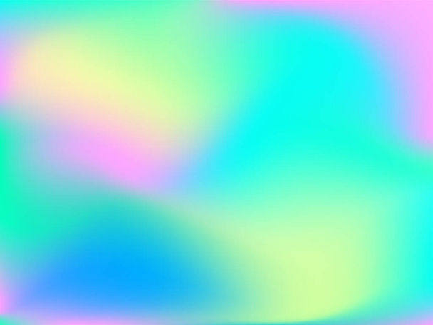 Fondo holográfico. Patrón futurista difuminado de malla lisa brillante en colores rosa, azul, verde. Vector de anuncios de moda. Gradiente intensivo de espectro holográfico para productos impresos, cubiertas. - Vector, imagen