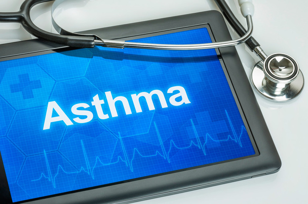 Таблетка с диагнозом астма на дисплее
 - Фото, изображение