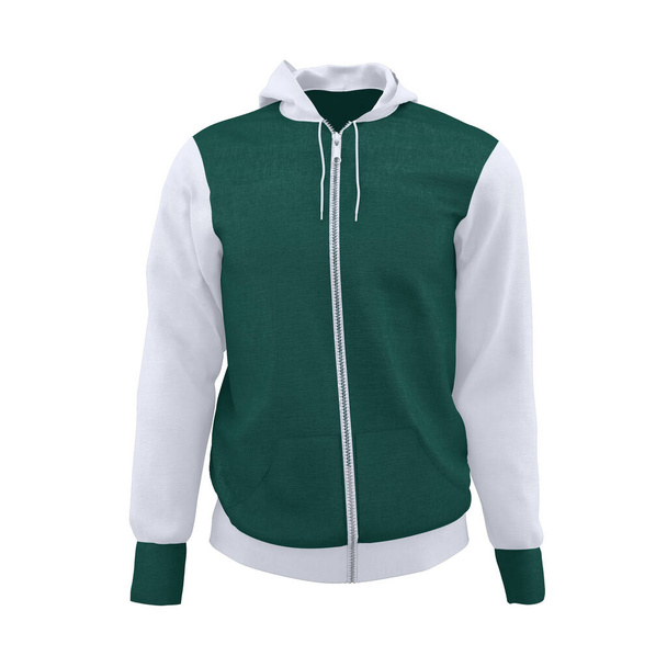 Add your designs to this Front View Sweet Men 's Full Zipper Hoodie Mockup In Alpine Green Color, and everything will be done. - Фото, изображение