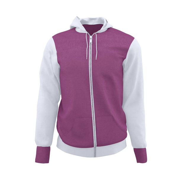 Add your designs to this Front View Sweet Men 's Full Zipper Hoodie Mockup In Radiant Orchid Color, and everything will be done. - Фото, изображение