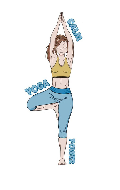 Illustratie van jong yoga meisje - Foto, afbeelding