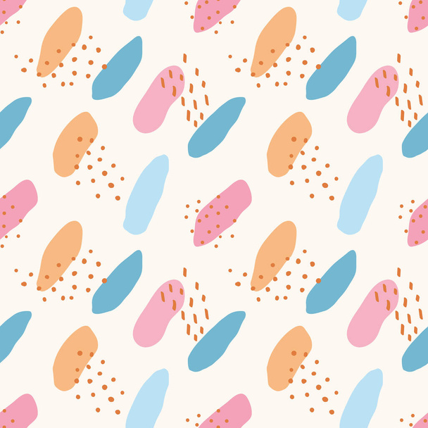 Seamless abstract pattern with geometric shapes. Collage hand drawn style. Trendy pastel colors. Vector illustration. - Vektör, Görsel