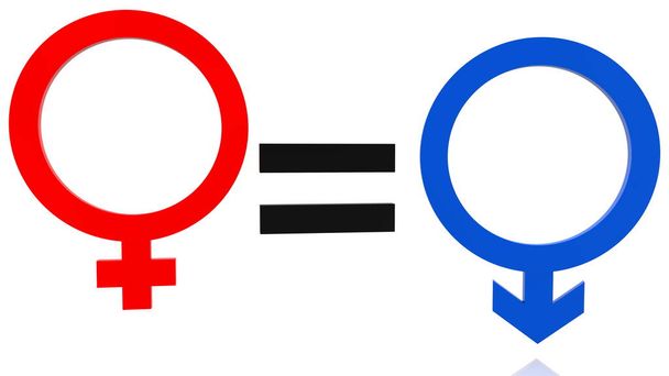 Pojęcie równości płci z oznakami płci męskiej i żeńskiej - Zdjęcie, obraz