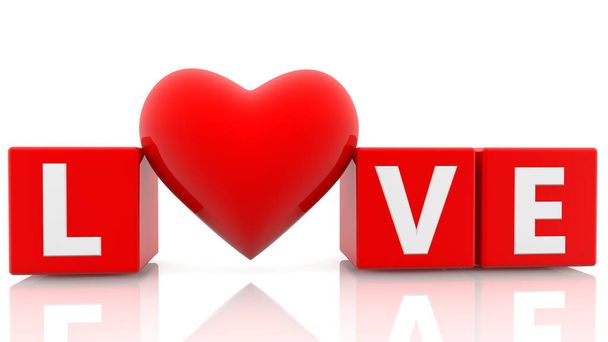 Червоне серце між кубиками з концепцією кохання
 - Фото, зображення