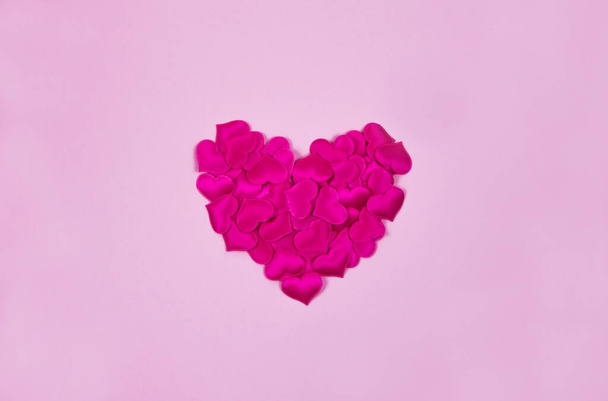 Pink heart of little hearts on pink background, Valentine's day concept - Fotoğraf, Görsel