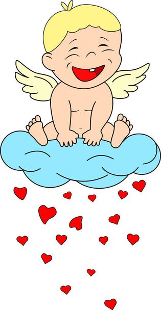 Cupidon assis sur un nuage - Vecteur, image