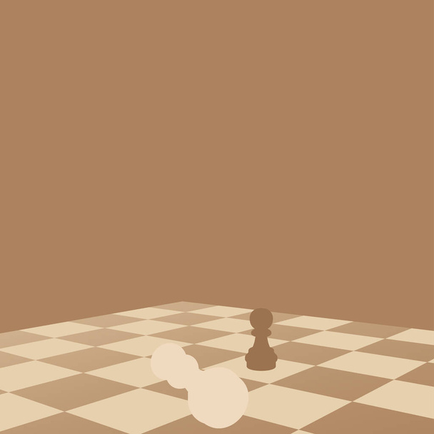 Satranç taşlarıyla satranç tahtası çizimi ve satranç oyunu - Vektör, Görsel