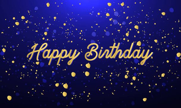 Happy Birthday Congratulations Card Template. Greeting cards with golden colored hand lettering text design. Vector illustration. - Vector, Image