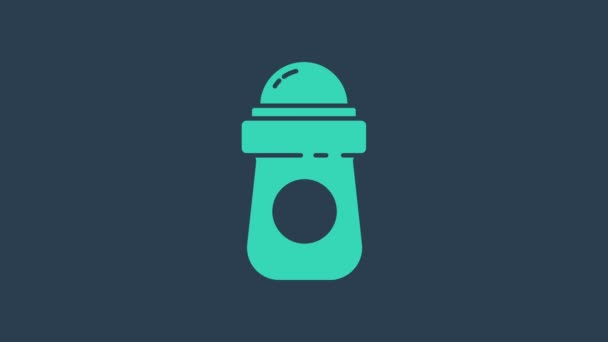 Tyrkysová Antiperspirant deodorant role ikona izolované na modrém pozadí. Kosmetika pro hygienu těla. Grafická animace pohybu videa 4K - Záběry, video