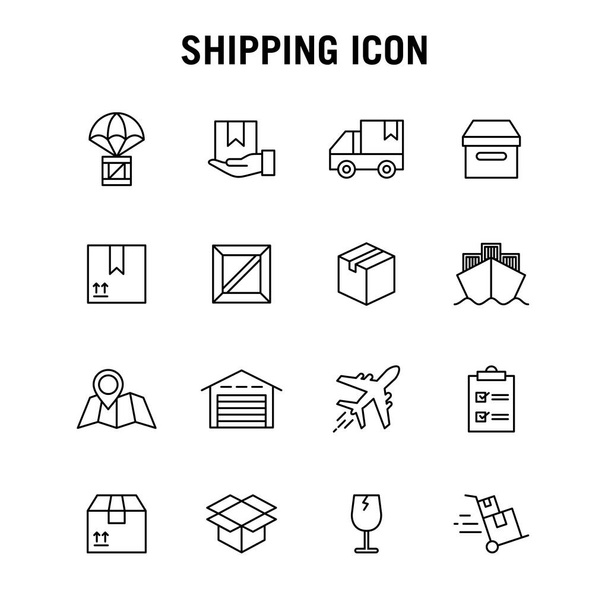 Set of line icons for freight forwarding services. Suitable for design elements of online trading applications, goods service delivery, shipping and cargo. Courier logistic outlined icon collection. - Vector, Image