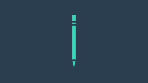 Бірюзовий олівець з гучномовцем ізольованим на синьому фоні. Малюнки та освітні інструменти. Символ шкільного офісу. 4K Відеографічна анімація - Кадри, відео