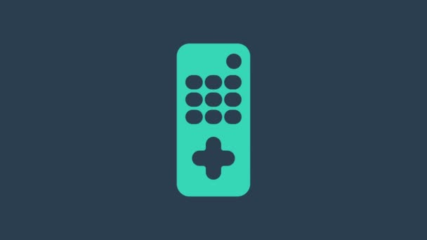 Turquoise Remote control icon isolated on blue background. 4K Video motion graphic animation - Footage, Video