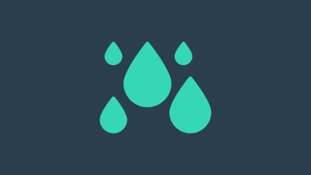 Icono de gota de agua turquesa aislado sobre fondo azul. Animación gráfica de vídeo 4K - Imágenes, Vídeo