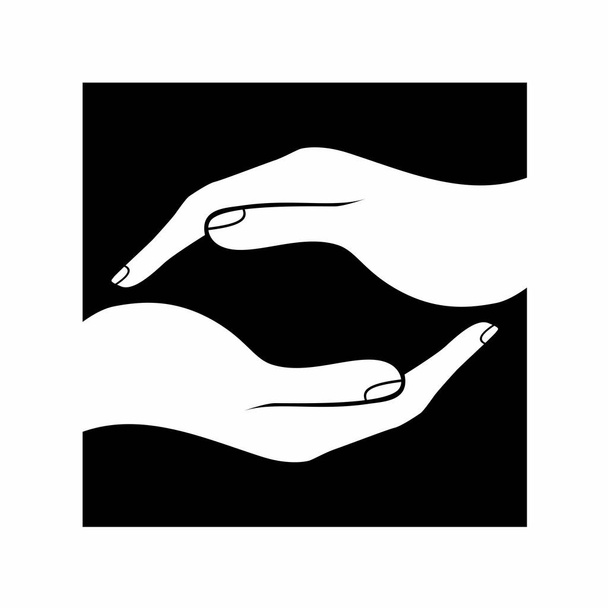 Καταπληκτική flip hands μέσα σε ένα τετράγωνο εικονίδιο γραφικών λογότυπο σχεδιασμό αφηρημένη έννοια διάνυσμα απόθεμα. Μπορεί να χρησιμοποιηθεί ως σύμβολο που σχετίζεται με την κοινότητα ή την ελευθερία. - Διάνυσμα, εικόνα