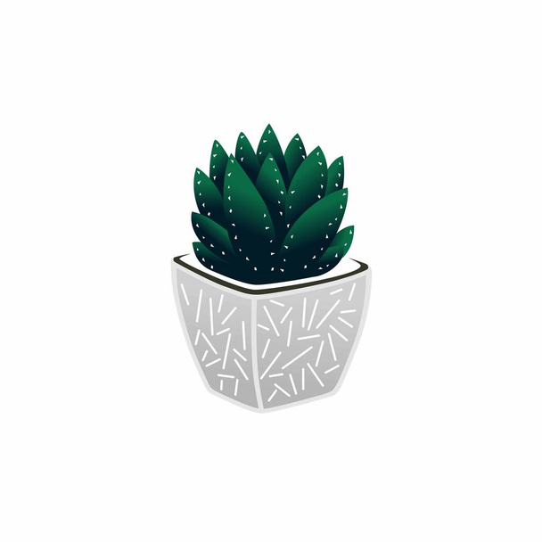 spiny cactus plants in pot Image graphic icon logo design abstract concept vector stock. Can be used as a symbol related to nature or interior - Vector, Image