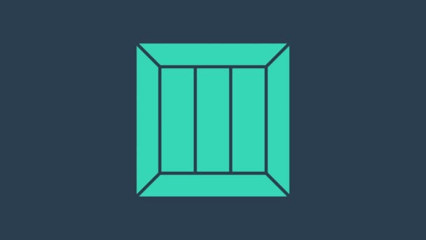 Tyrkysová Ikona dřevěné krabice izolované na modrém pozadí. Grafická animace pohybu videa 4K - Záběry, video