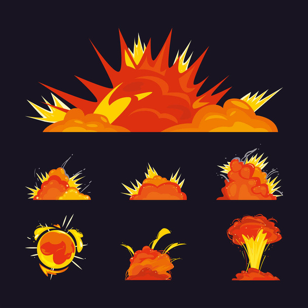 military explosion icon collection vector design - Vector, Image