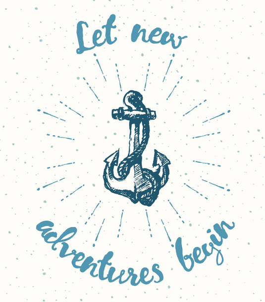 Drawn Adventure time. Motivation poster anchor. - Vector, Imagen