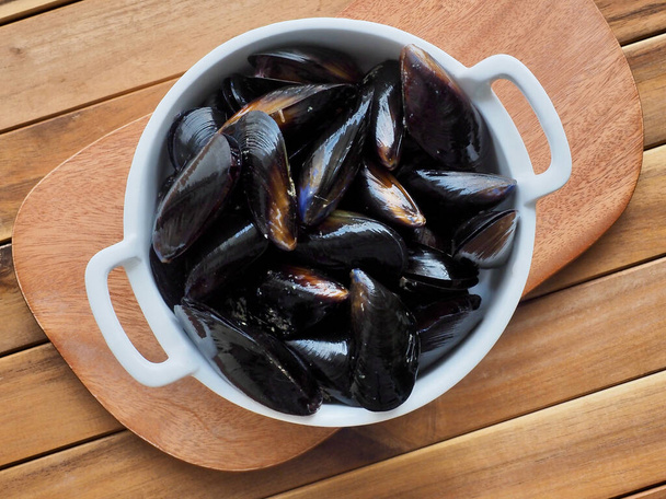 Fresh mussels, food ingredients, shellfish - Photo, Image