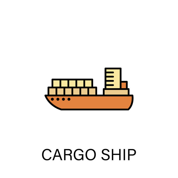 貨物船海上輸送の概要アイコン。白い背景にWeb 、ロゴ、モバイルアプリ、 UI 、 UXなどの記号や記号を使用できます。 - ベクター画像