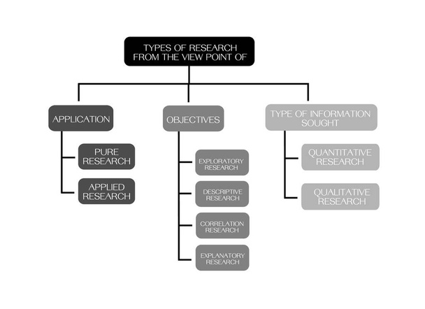 Исследовательский процесс и методы, тип исследования из приложения, цели и информация, выявленные на белом фоне - Вектор,изображение