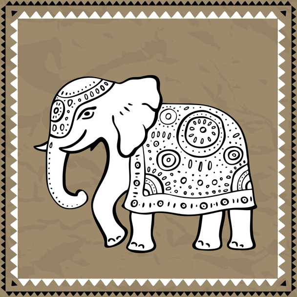 Ethnic elephant.  Indian style. - Vektör, Görsel