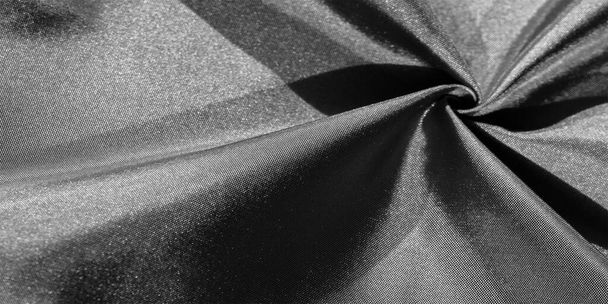 tecido de seda cinza platina, fundo de prata, tons de tecido metálico, brilhante fundo metálico cinza branco para design decorativo elemento decoração papel de parede. textura, padrão - Foto, Imagem