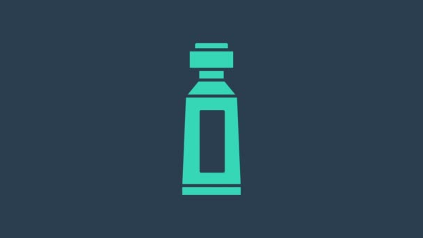 Turchese Tubo di icona dentifricio isolato su sfondo blu. Animazione grafica 4K Video motion - Filmati, video