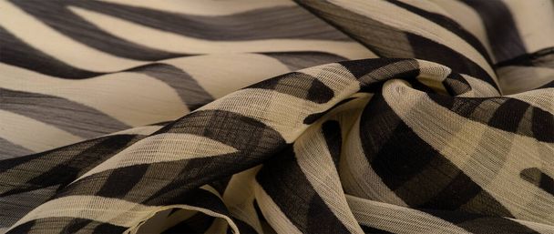 tessuto di seta con strisce nere e beige, pelle di zebra in stile africano. Per il progettista, lo schizzo del layout, l'entourage del decoratore. Collezione texture di sfondo - Foto, immagini