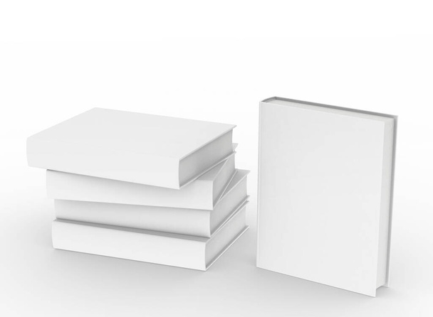 πρότυπο κενό σκληρό εξώφυλλο βιβλίο mockup σύνολο λευκό φόντο, 3d απόδοση - Φωτογραφία, εικόνα