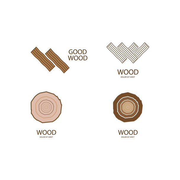 Wood logo vector flat design - Vettoriali, immagini