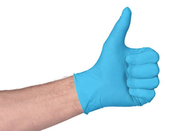 Latex glove isolated on white background - Medical equipment, protection gloves - Photo, Image