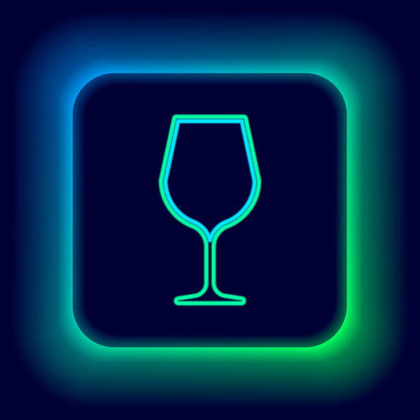 Leuchtende Neon-Linie Weinglas-Symbol isoliert auf schwarzem Hintergrund. Weinglasschild. Buntes Rahmenkonzept. Vektor - Vektor, Bild