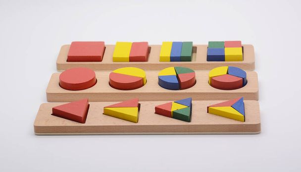 colored wooden blocks game isolated on white background - Photo, Image