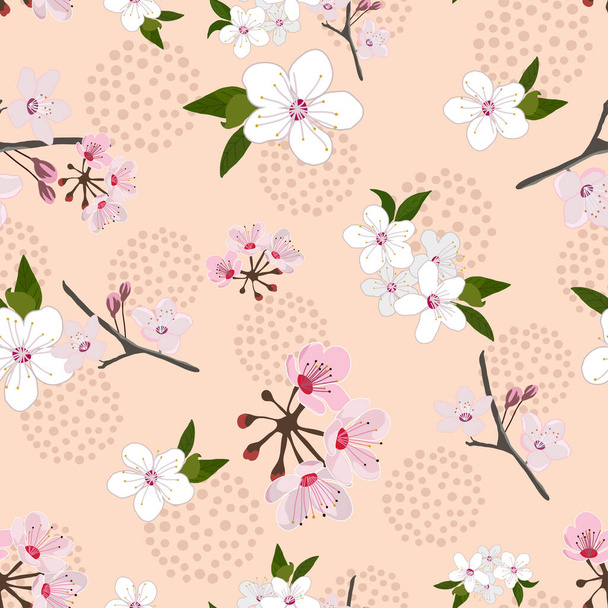 Abstract seamless pattern sakura flowers design - Вектор,изображение