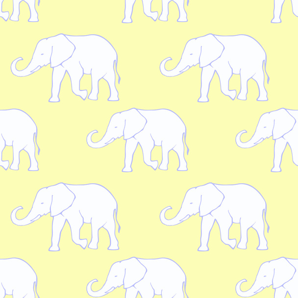 Seamless pattern with hand drawn silhouette elephants - Vector, Image