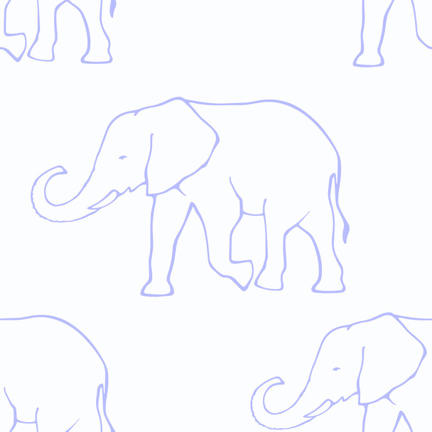 Χωρίς ραφή πρότυπο με το χέρι που σιλουέτα ελέφαντες - Διάνυσμα, εικόνα