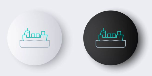 Line Oil tanker ship icon isolated on grey background. Colorful outline concept. Vector. - Vector, Image