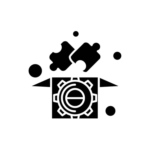 Oplossing glyph icoon. Silhouet illustratie - Vector, afbeelding