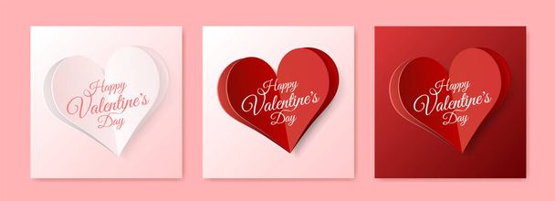 Set of High Quality Paper Shape of Heart on Gradient Background . Poster of Love for your Design . Isolated Vector Elements - Διάνυσμα, εικόνα